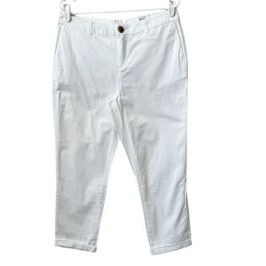 Style & Co Womens Chino Pants White Straight Leg Cuffed Stretch Zip 8 New